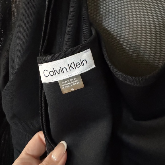 Calvin Klein Long Sleeve Black Party Cocktail Knee Length Dress Size 14 - Picture 4 of 10